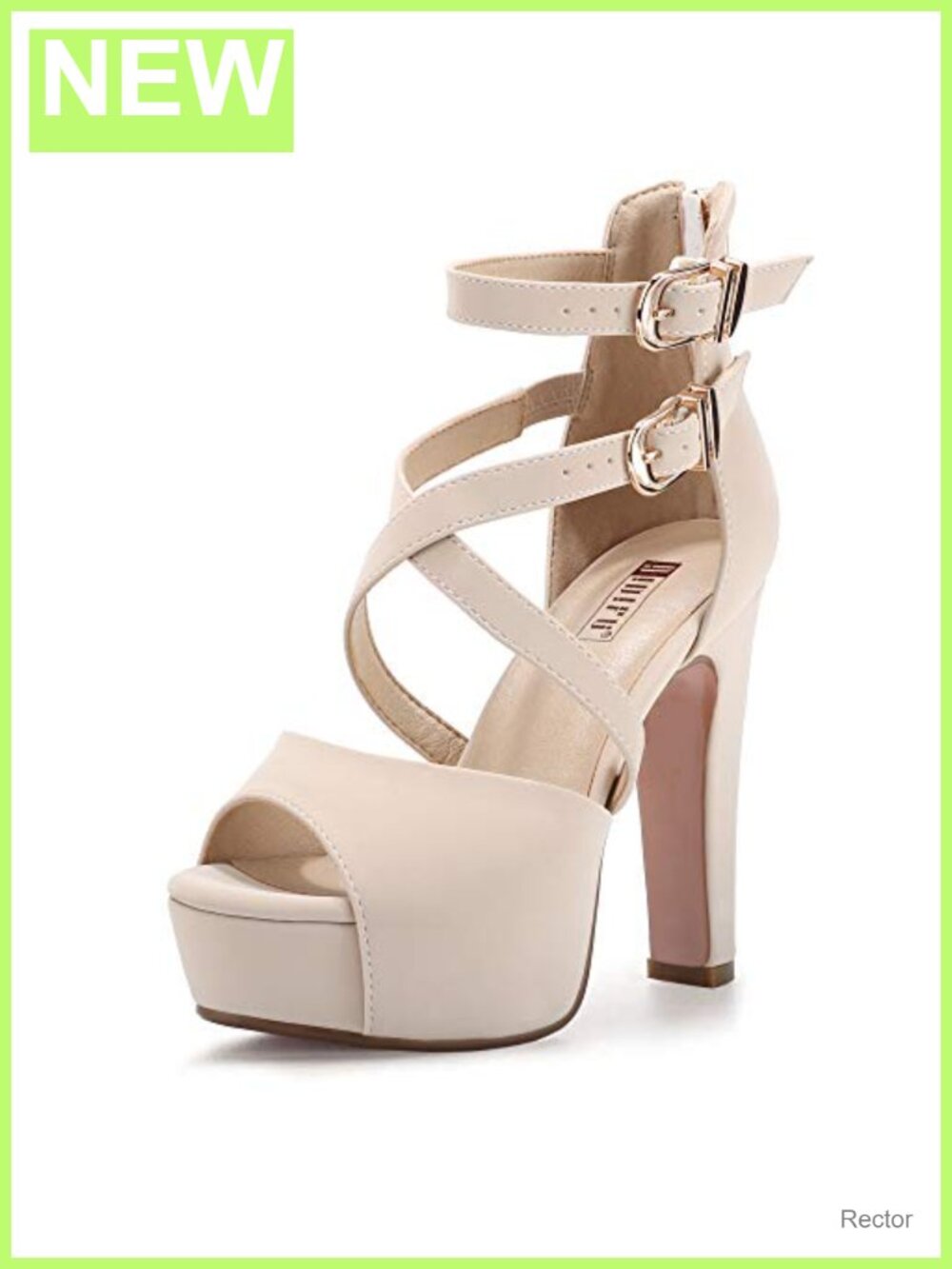 IDIFU Crisscross Platform Chunky Heels Peep Toe